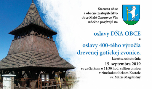 Oslavy DŇA OBCE a oslavy 400-tého výročia drevenej gotickej zvon 15.09.2019