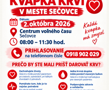 Aktuality / Primátorská kvapka krvi v meste Sečovce - 2. októbra 2026  - foto