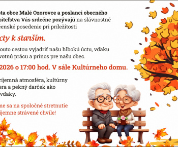 Aktuality / Pozvánka - Mesiac úcty k starším, 16. októbra 2026 o 17:00 hod. v kultúrnom dome - foto