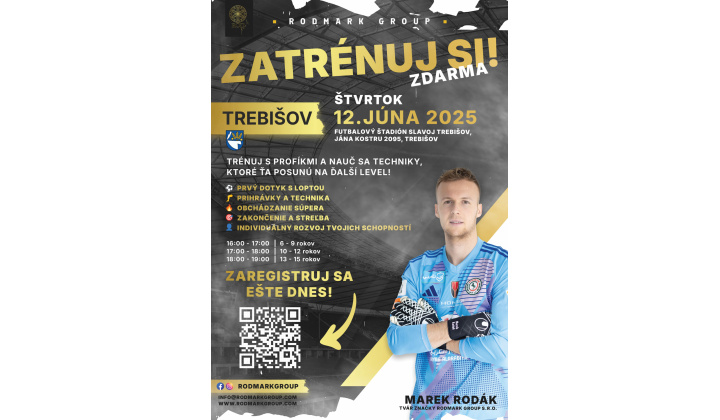 Otvorený futbalový tréning v Trebišove - RODMARK GROUP pozýva mladé futbalové talenty na jedinečný tréningový zážitok!