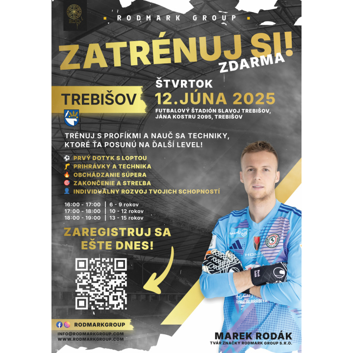Otvorený futbalový tréning v Trebišove - RODMARK GROUP pozýva mladé futbalové talenty na jedinečný tréningový zážitok!