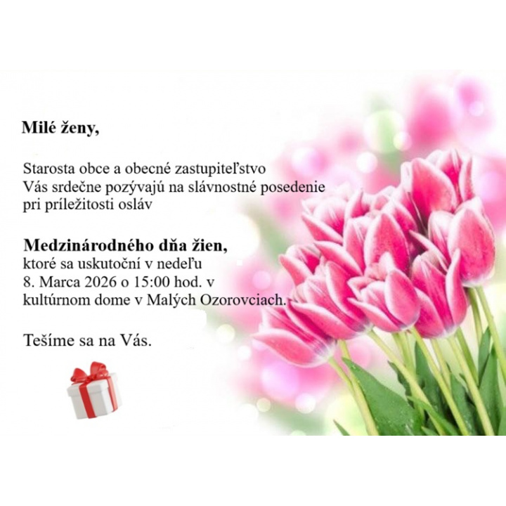 Pozvánka na MDŽ - 8. Marec 2026 o 15:00 hod. v KD Malé Ozorovce