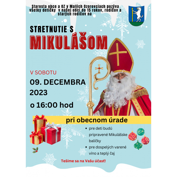Stretnutie s Mikulášom, dňa 09.12.2023 o 16:00 hod. pri Obecnom úrade